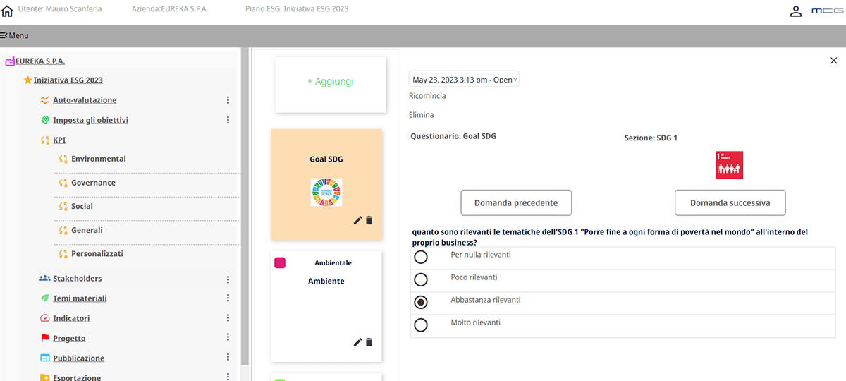 Autovalutazione dei parametri